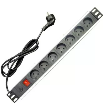 19" razvodna ploča 7x220V-1,8m PPO crna + prenaponska zaštita 16A