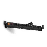 19" razvodna ploča 8x230V, 3m, prekidač, zaštita od pregrijavanja, termalni konektor