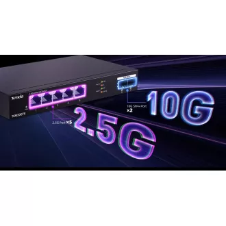 Tenda TEM2007X - Multi-gigabit switch, 5x 2.5G RJ45 + 2x 10G SFP+ port, MAC 16K, zaštita 6kV Tenda TEM2007X - Multi-gigabit switch, 5x 2.5G RJ45 + 2x 10G SFP+ port, MAC 16K, zaštita 6kV