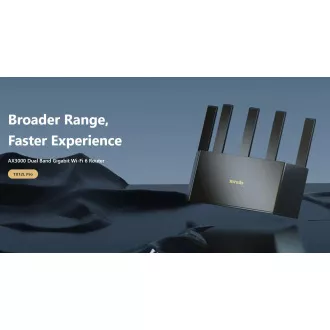 Tenda TX12L Pro AX3000 WiFi 6 isprepleteni usmjerivač, 1x GWAN, 3x GLAN, IPv6, 5x 6dBi, WPA 3, CZ aplikacija