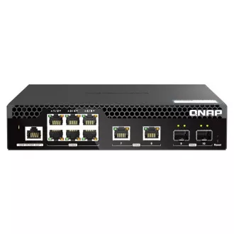 QNAP upravljani preklopnik QSW-M2106R-2S2T (6x 2.5GbE RJ45, 2x 10GbE RJ45, 2x 10GbE SFP+, uska širina)