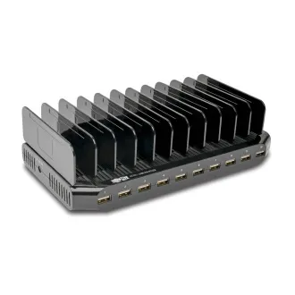 USB stanica za punjenje s prostorom za pohranu, izlaz 10x 12V, 8A, 96W, Schuko kabel za napajanje