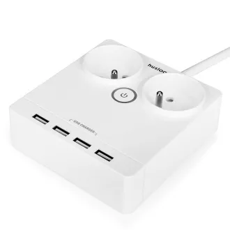 Punjač Huslog 12W 2xutičnica, 4xUSB bijela
