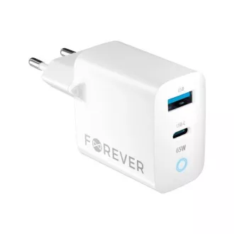 Brzi punjač Forever GaN TC-06-65AC PD QC 1x USB-C 1x USB 65W bijeli Brzi punjač Forever GaN TC-06-65AC PD QC 1x USB-C 1x USB 65W bijeli