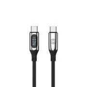 Podatkovni kabel s LCD-om Forever USB-C/USB-C 1m 100W crni