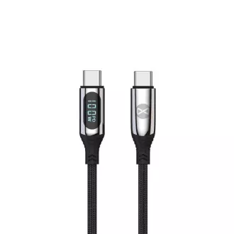 Podatkovni kabel s LCD-om Forever USB-C/USB-C 1m 100W crni