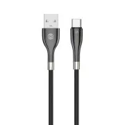 Forever Sleek USB/USB-C podatkovni kabel 1m 3A crni