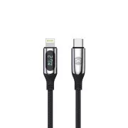 Podatkovni kabel s LCD-om Forever USB-C/Lightning 1m 27W crni