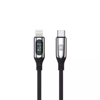 Podatkovni kabel s LCD-om Forever USB-C/Lightning 1m 27W crni