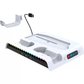 iPega P5S006 višenamjensko RGB postolje za punjenje s hlađenjem za PS5 Slim White