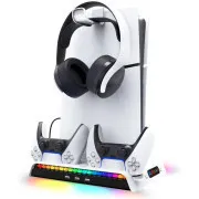 iPega P5S006 višenamjensko RGB postolje za punjenje s hlađenjem za PS5 Slim White