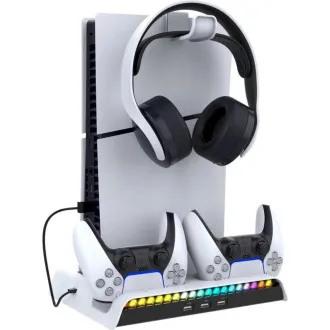 iPega P5S006 višenamjensko RGB postolje za punjenje s hlađenjem za PS5 Slim White iPega P5S006 višenamjensko RGB postolje za punjenje s hlađenjem za PS5 Slim White