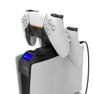 iPega P5S016 Dual Charger Dock s držačem slušalica i kontrolerom za PS5 Slim White iPega P5S016 Dual Charger Dock s držačem slušalica i kontrolerom za PS5 Slim White
