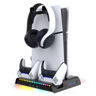 iPega P5S006 višenamjensko RGB postolje za punjenje s hlađenjem za PS5 Slim crna