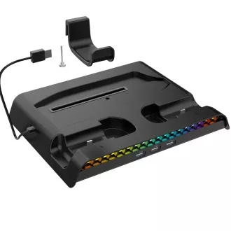 iPega P5S006 višenamjensko RGB postolje za punjenje s hlađenjem za PS5 Slim crna
