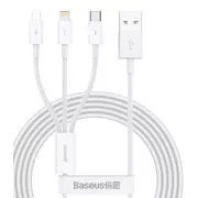 Baseus CAMLTYS-02 vrhunski podatkovni kabel za brzo punjenje 3u1 USB-C, Lightning, MicroUSB 1,5 m bijeli