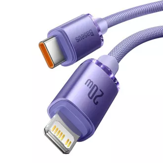Baseus CAJY000205 Crystal Shine Series podatkovni kabel USB-C - Lightning 20W 1,2m ljubičasta