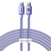 Baseus CAJY000705 Crystal Shine Series podatkovni kabel USB-C - USB-C 100W 2m ljubičasta