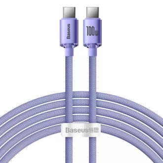 Baseus CAJY000705 Crystal Shine Series podatkovni kabel USB-C - USB-C 100W 2m ljubičasta