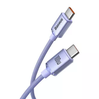 Baseus CAJY000705 Crystal Shine Series podatkovni kabel USB-C - USB-C 100W 2m ljubičasta