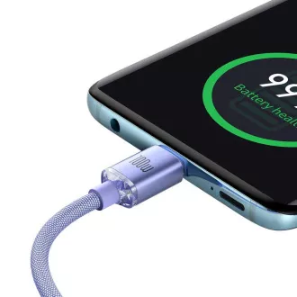 Baseus CAJY000705 Crystal Shine Series podatkovni kabel USB-C - USB-C 100W 2m ljubičasta
