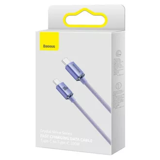 Baseus CAJY000705 Crystal Shine Series podatkovni kabel USB-C - USB-C 100W 2m ljubičasta