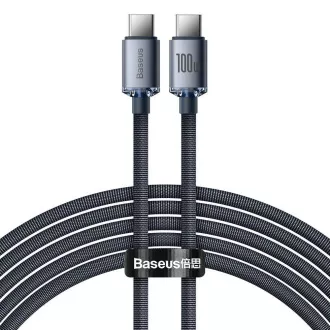 Baseus CAJY000701 Crystal Shine Series podatkovni kabel USB-C - USB-C 100W 2m crni