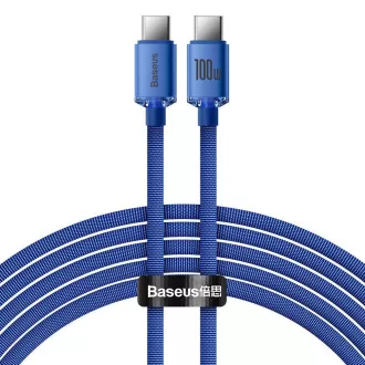 Baseus CAJY000703 Crystal Shine Series podatkovni kabel USB-C - USB-C 100W 2m plavi