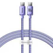 Baseus CAJY000605 Crystal Shine Series podatkovni kabel USB-C - USB-C 100W 1,2 m ljubičasta