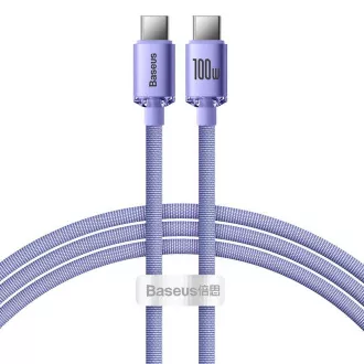 Baseus CAJY000605 Crystal Shine Series podatkovni kabel USB-C - USB-C 100W 1,2 m ljubičasta