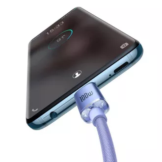 Baseus CAJY000605 Crystal Shine Series podatkovni kabel USB-C - USB-C 100W 1,2 m ljubičasta