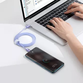 Baseus CAJY000605 Crystal Shine Series podatkovni kabel USB-C - USB-C 100W 1,2 m ljubičasta