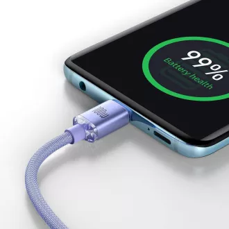 Baseus CAJY000605 Crystal Shine Series podatkovni kabel USB-C - USB-C 100W 1,2 m ljubičasta