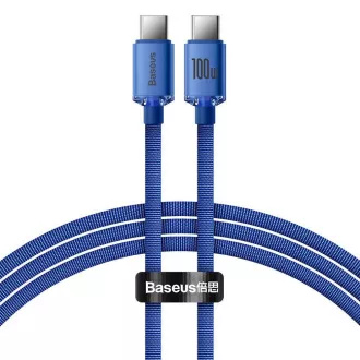 Baseus CAJY000603 Crystal Shine Series podatkovni kabel USB-C - USB-C 100W 1,2 m plavi