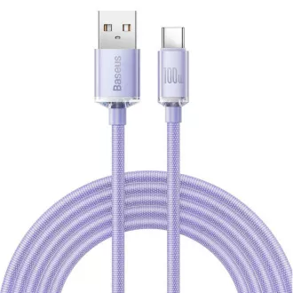 Baseus CAJY000505 Crystal Shine Series podatkovni kabel USB - USB-C 100W 2m ljubičasta