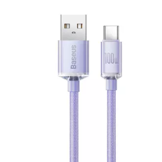 Baseus CAJY000505 Crystal Shine Series podatkovni kabel USB - USB-C 100W 2m ljubičasta