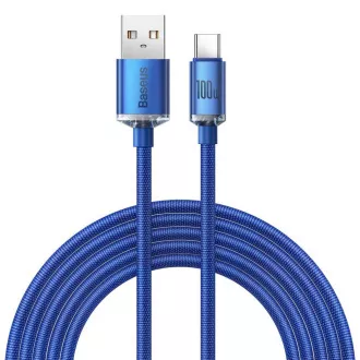 Baseus CAJY000503 Crystal Shine Series podatkovni kabel USB - USB-C 100W 2m plavi