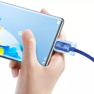 Baseus CAJY000503 Crystal Shine Series podatkovni kabel USB - USB-C 100W 2m plavi