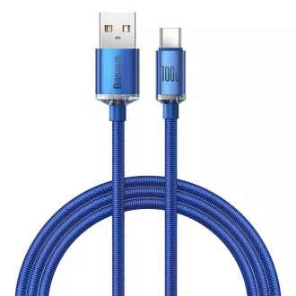 Baseus CAJY000403 Crystal Shine Series podatkovni kabel USB - USB-C 100W 1,2 m plavi