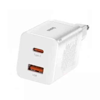 Baseus CCSUPP-E02 Super Si brzi punjač USB + USB-C 30W bijeli Baseus CCSUPP-E02 Super Si brzi punjač USB + USB-C 30W bijeli