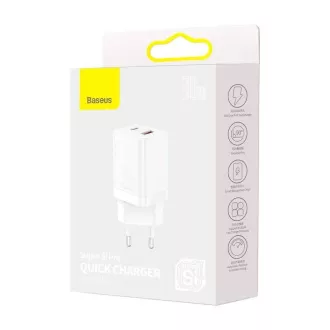 Baseus CCSUPP-E02 Super Si brzi punjač USB + USB-C 30W bijeli Baseus CCSUPP-E02 Super Si brzi punjač USB + USB-C 30W bijeli