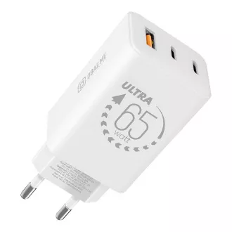 OBAL:ME GaN putni punjač USB-A + 2xUSB-C 65W bijeli