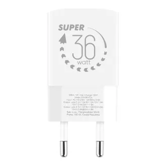OBAL:ME GaN putni punjač USB-A + USB-C 36W bijeli