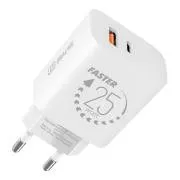 OBAL:ME Putni punjač USB-A + USB-C 25W Bijeli