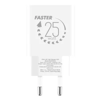 OBAL:ME Putni punjač USB-A + USB-C 25W Bijeli