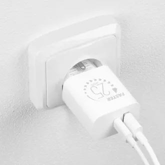 OBAL:ME Putni punjač USB-A + USB-C 25W Bijeli