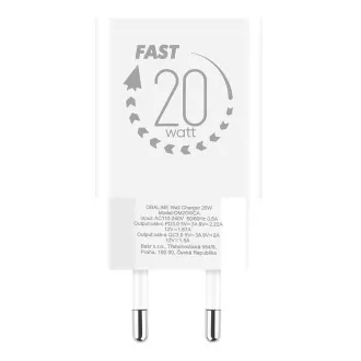 OBAL:ME Putni punjač USB-A + USB-C 20W + 2x kabel 1m Bijeli