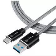 Taktički brzi aramidni kabel USB-A/USB-C 0,3 m sivi
