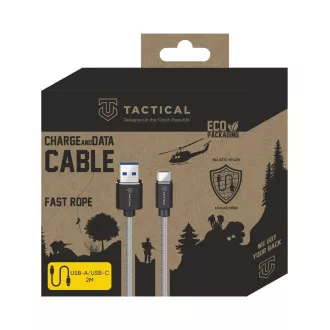 Taktički brzi aramidni kabel USB-A/USB-C 2 m sivi
