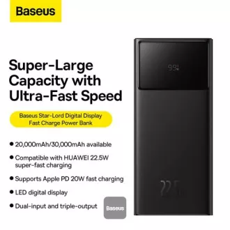 Baseus prijenosna baterija Star-Lord 30000 mAh 22.5W USB/USB-C crna